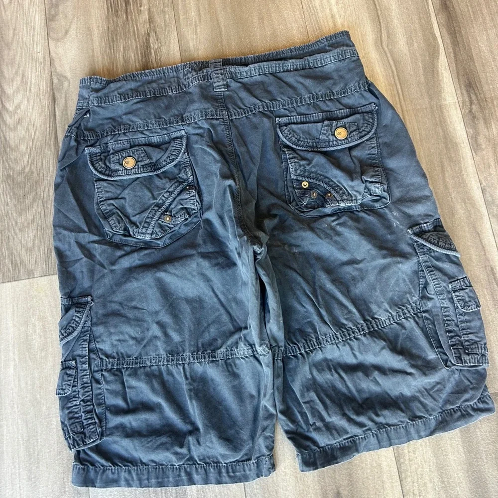 Xray Jeans Mens Cargo Shorts Navy Blue Faded Size 36 Multi Pocket Utility Casual